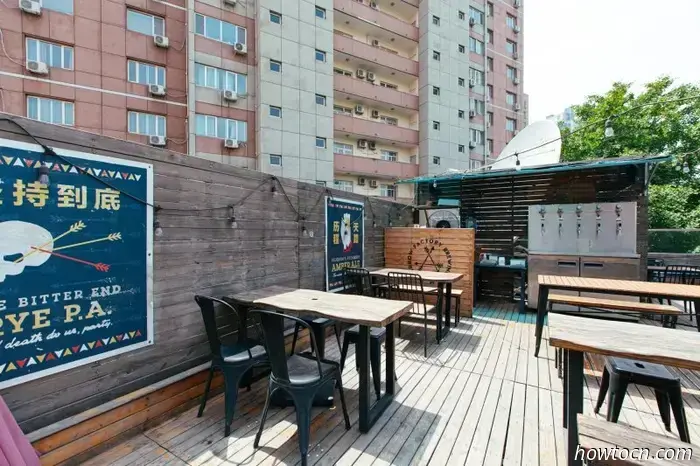 Dachterrassen und Dächer in Peking: der Liangma-Fluss